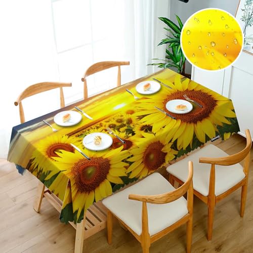 Sunflower Tablecloth 52x70 Inch Rectangular Yellow Floral Kitchen Dining Decor - Sunflowers Variation
