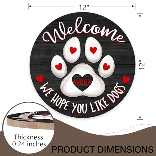 Paw Welcome Dog Front Door Sign - Farmhouse Wooden House Decor