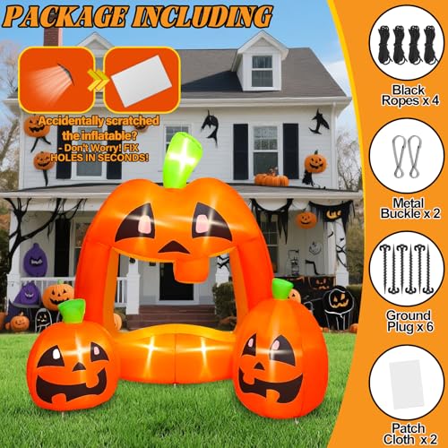 7FT Halloween Inflatable Pumpkin Photo Booth with LED Lights - Outdoor Yard Decor