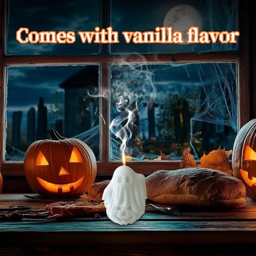 White Halloween Ghost Pumpkin Candle - Fragrant Decor for Home & Table - 2.76 x 2.36 inches