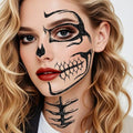 Halloween Face Tattoos Set for Adults - Skeleton, Spider Web, Horror Designs