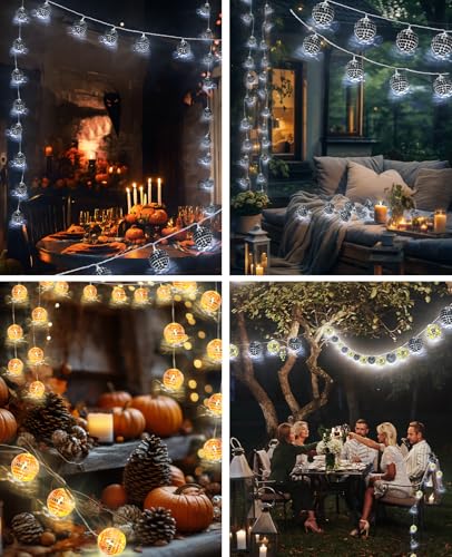 Orange Disco Ball Decor String Lights - 20 LEDs, 9.8Ft, Battery & USB Power, Fall & Party Decoration - Variation of THIS listing