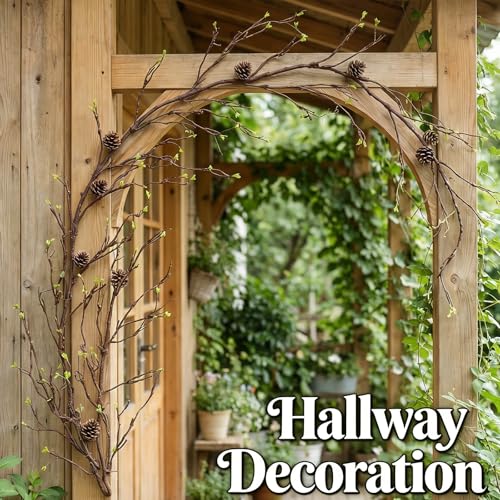 118-Inch Artificial Willow Branch Garland with Green Leaves for Decor