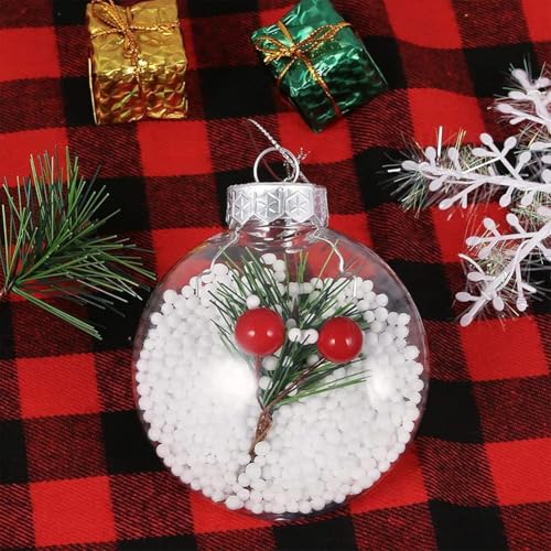 Clear Fillable Christmas Ornaments Balls Set - DIY Holiday Decor, 8 Pcs