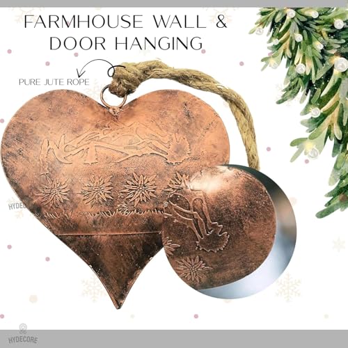 Rustic Heart Hanging Bell Metal Wall & Door Decoration for Christmas & Weddings