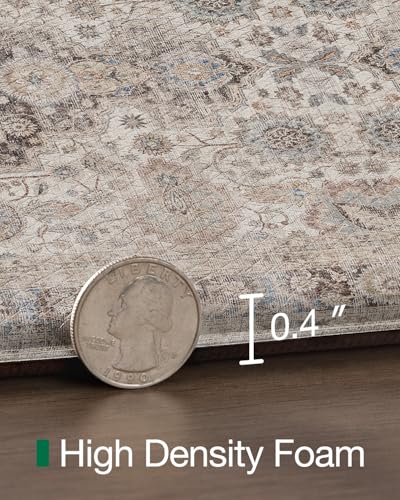 Anti-Fatigue Kitchen Floor Mat 24x87 Inches Cushioned Runner Rug Taupe & Blue