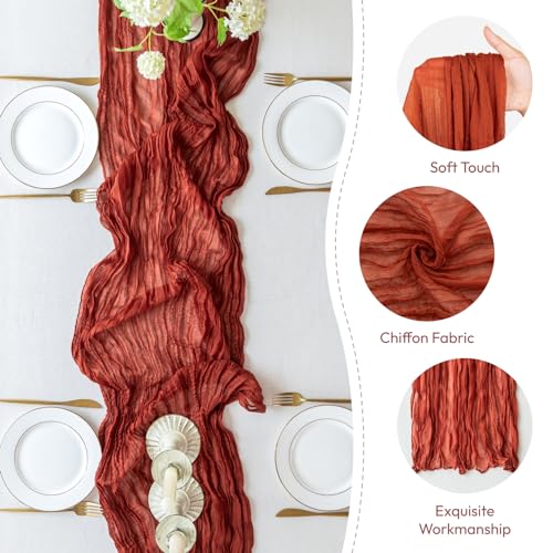 Terracotta Cheesecloth Table Runner 10ft Rustic Wedding Party Home Decor - 1pc