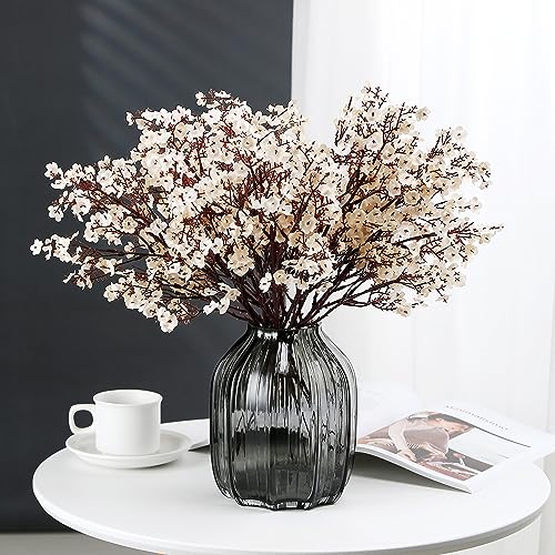 Fake Fall Flowers Artificial Babys Breath Flowers Beige 12pcs for Fall & Halloween Decor