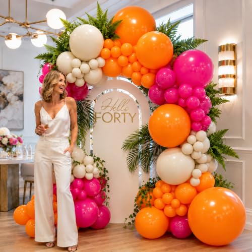 Large Orange Balloons 18 Inch - 12 Pack with Ribbons for Party Decorations