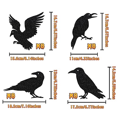 Halloween Decorations Glitter Raven Cutouts Set - 32 PCS Gothic Party Decor - Variation of THIS listing