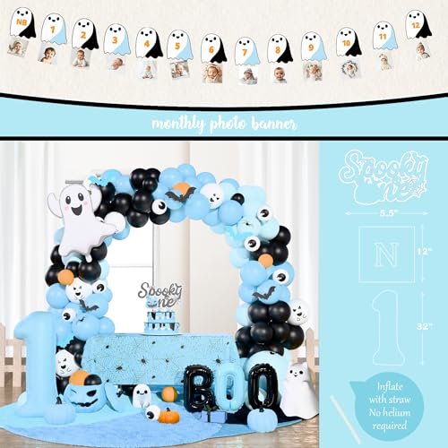 First Birthday Halloween Party Decorations Set for Boys - Balloons Banners & Backdrop