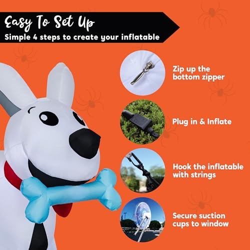 Halloween Inflatable Dog Ghost Window Breaker - Outdoor Yard Decor with LEDs