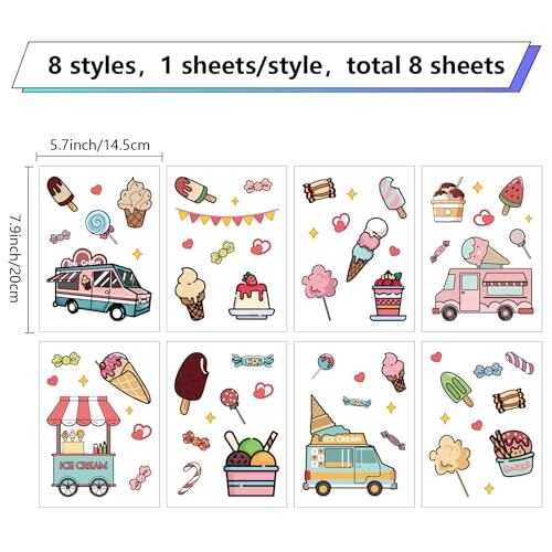 Ice Cream Window Stickers Decals - Candy PVC Wall Decor for Bedroom & Nursery - Variation of THIS listing: Ice Cream-086
