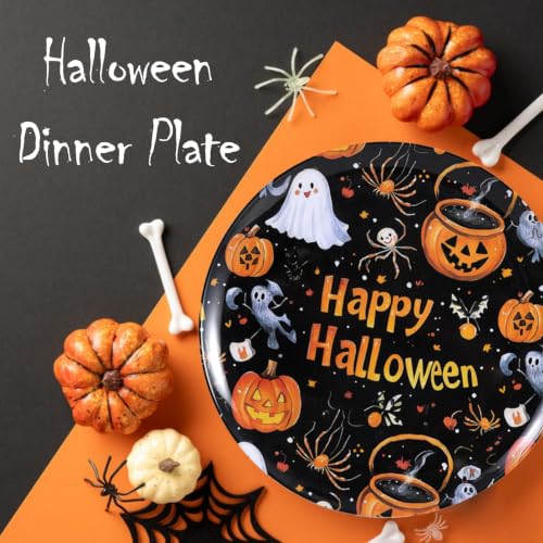 Black Halloween Melamine Dinner Plates - 10-Inch, 12-Piece Set