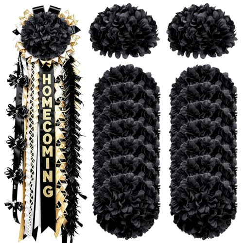 Black Homecoming Mum Flowers Bulk 16pcs - 6.5 Inch Artificial Chrysanthemums