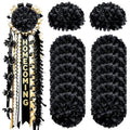 Black Homecoming Mum Flowers Bulk 16pcs - 6.5 Inch Artificial Chrysanthemums