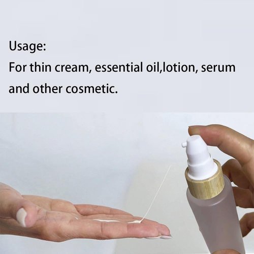 BEECO GIF2U Empty Cosmetic Bottles 2oz/60ml 2 Pack with Bamboo Cap,Frosted Glass Lotion Pump DispenserRefillable Emulsion Cosmetic Cream Bottles, Toiletries Refill Travel Containers(Frost Clear)