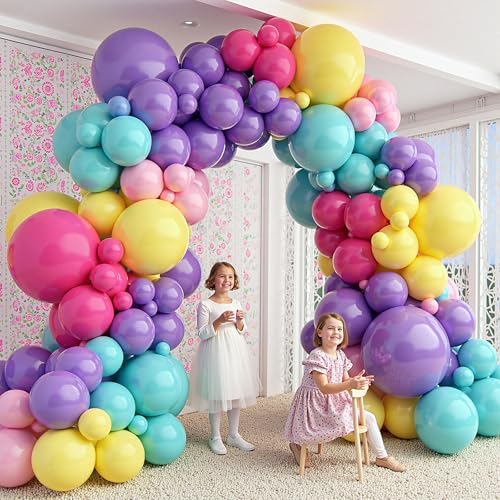 Purple Blue Pink Balloon Garland Arch Kit - 412pcs, 5-18 Inch Variations
