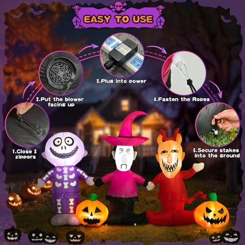 5 Ft Halloween Inflatable Yard Decoration with LED Lights - Spooky Outdoor Halloween Decor