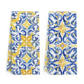 Chinoiserie Mediterranean Kitchen Towels Set of 2 - Blue & Yellow Sicilian Hand Towels