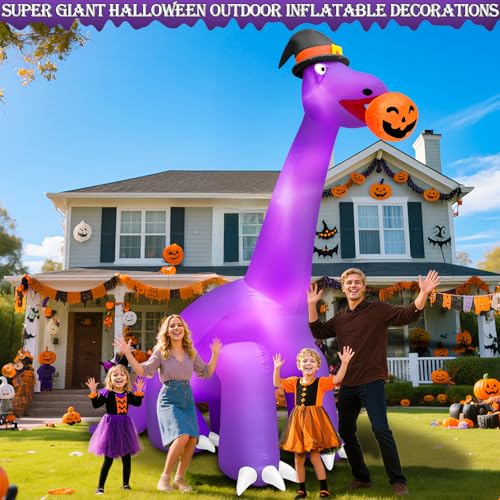 16 Ft Giant Inflatable Dinosaur Halloween Decoration with Lights for Outdoor Yard