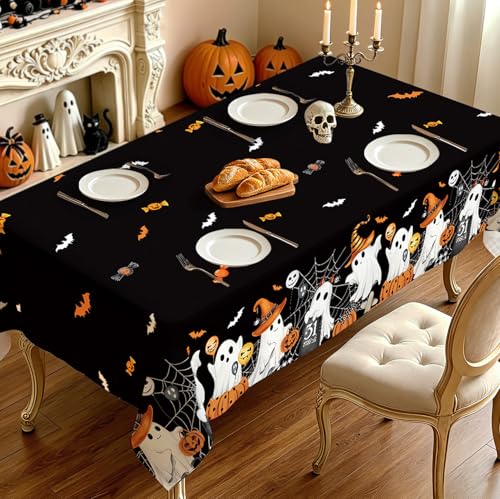 Ghost Bat Pumpkin Plaid Table Cloth 55x70 Inch - Fall Home Decor - Rectangular Variation of THIS listing