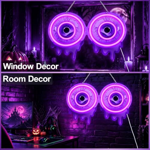Halloween 2 Eyeball Neon Sign - Purple Eyeball LED Light for Indoor Decor