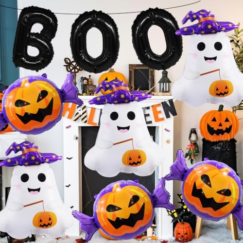 Halloween Balloons Set with Ghost Pumpkin Boo Decorations – 9 Pieces