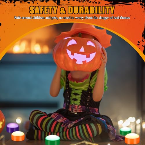 Halloween Pumpkin LED Lights Set - Green, Orange, Purple with Remote & Modes