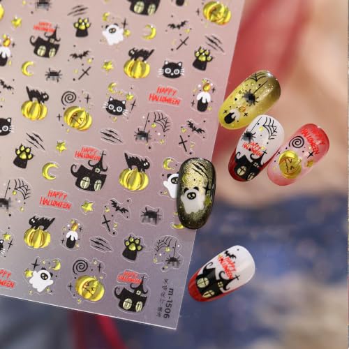 Halloween Nail Stickers Pumpkin Ghost Cat Self-Adhesive Decals - Color63