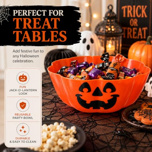Halloween Pumpkin Candy Bowl Large Trick or Treat Basket Spooky Decor