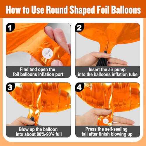 Orange 20pcs 18 Inch Round Foil Balloons Set for Party Decorations
