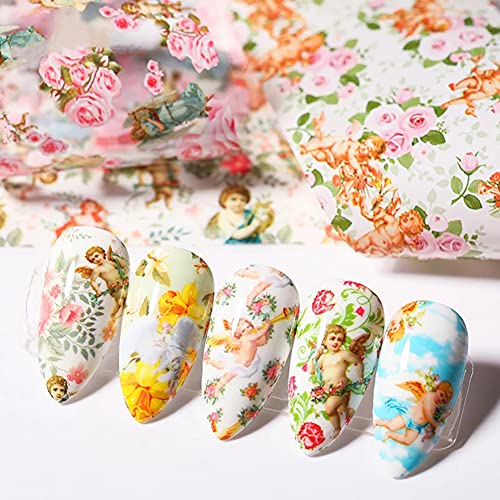 Nail Foil Transfer Sheets with Angel Variation - 10 Designs for Nail Art DIY