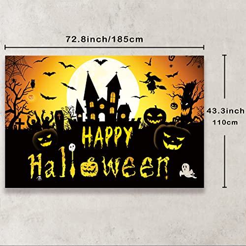 Halloween Banner with Witch, Pumpkin & Bat Decorations for Indoor Parties