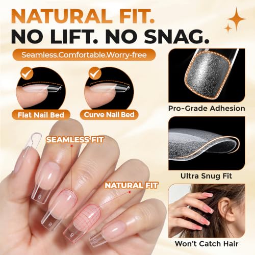 UNA GELLA Medium Square Gel Nail Tips Kit - 120Pcs Nail Tips with Glue & UV/LED Lamp