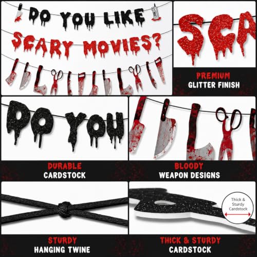 Halloween Horror Movie Banner Decoration - Glitter