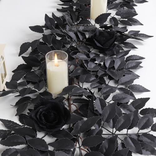 Black Leaf Vine 2 Pack Artificial Silk Garland Halloween Decor 6 Ft Each - Variation of THIS listing