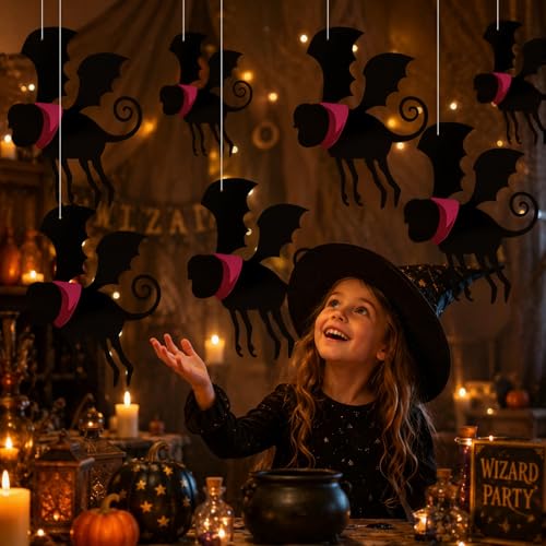 Pink and Black Flying Monkey Decorations - Wizard Party Hanging Set, 18 Pcs