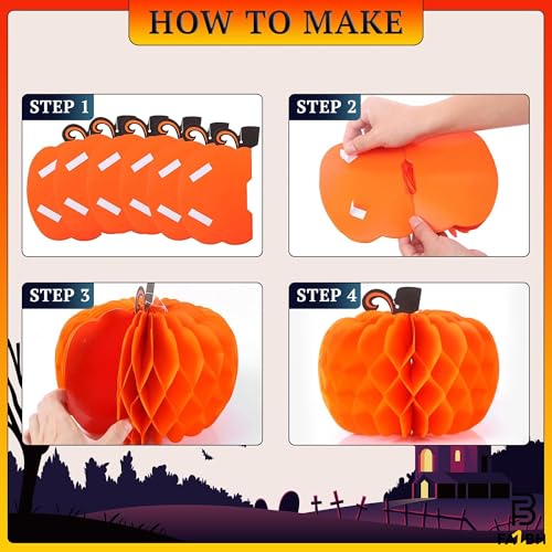 Halloween Honeycomb Centerpieces Pack of 6 - Bat, Spider & Pumpkin Decorations