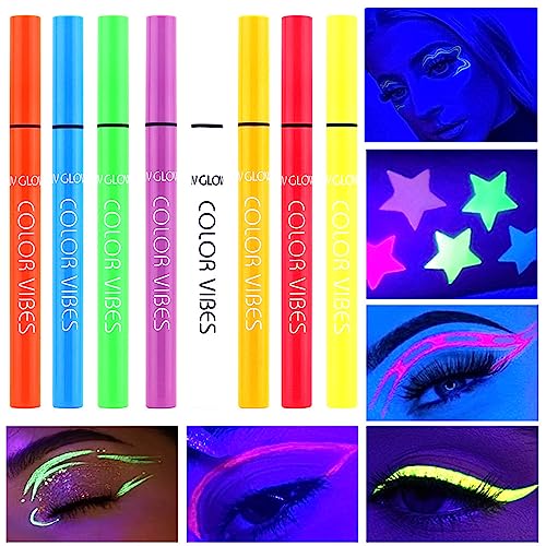 Neon Pink UV Glow Liquid Eye Liner - Matte Waterproof Colorful Eyeliner Pen