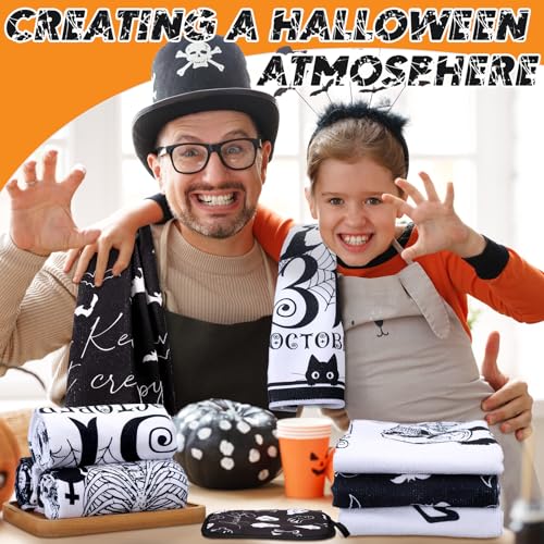 Pickmesh Skeleton Halloween Oven Mitts & Kitchen Towels Set - Spooky Kitchen Decor