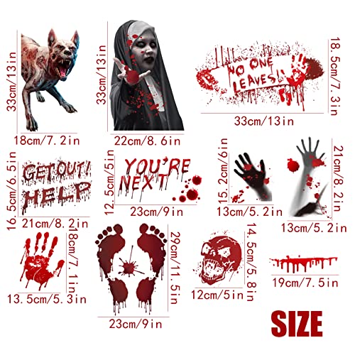 Halloween Window Wall Clings Bloody Handprint Footprint Decals Party Decorations