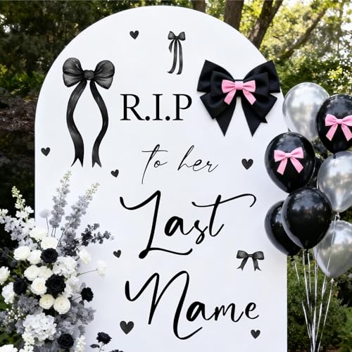 Black Rip to Her Last Name Sign Decal for Bridal Shower & Halloween Backdrop