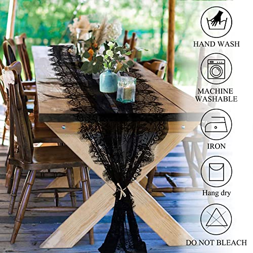 Black Lace Table Runner 2 Pack - 13x120in Halloween Party Decor - Variation of THIS listing