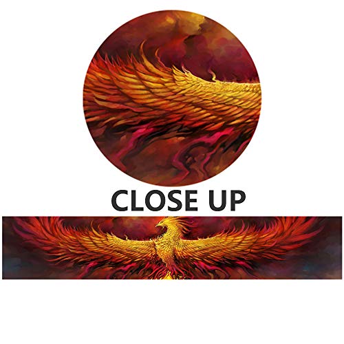 Fire Phoenix Wall Art Canvas - 50x24 Inch Stretched Ready to Hang - Heraldic Style Wall Decor - Variation of Artwork-01
