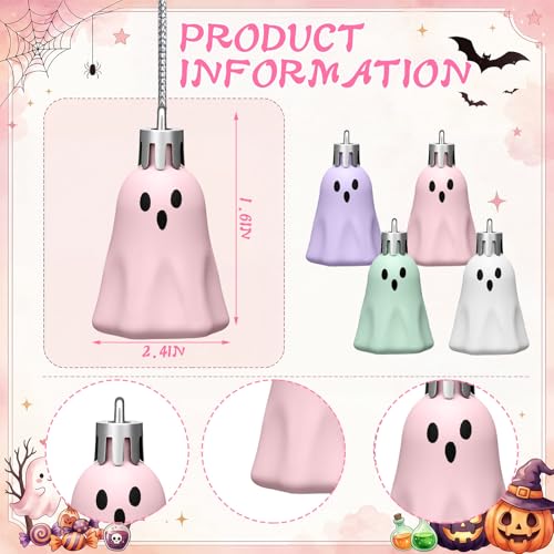 Pastel Halloween Ghost Hanging Ornaments - 36 Plastic Decorations, Ghost Variation