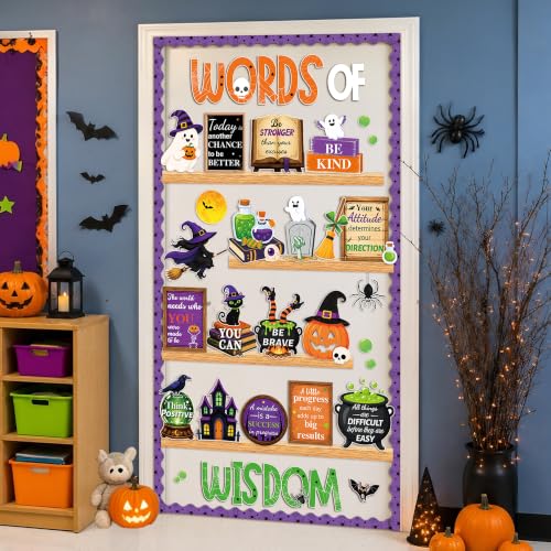 Halloween Bulletin Board Set Classroom Wall Decorations with Inspirational Quotes