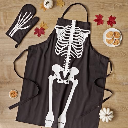 Halloween Skeleton Apron & Oven Mitt Set - Fun Kitchen Accessories