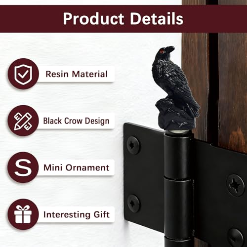 Black Raven Magnetic Hinge Cover Set - Gothic Resin Cabinet Door Decor - Black Crow Variation
