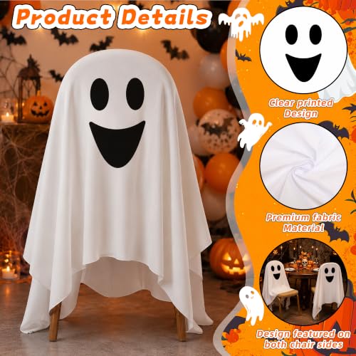 Halloween Ghost Chair Covers Set of 4 - 59x63 Inch Spooky Decor for Chairs